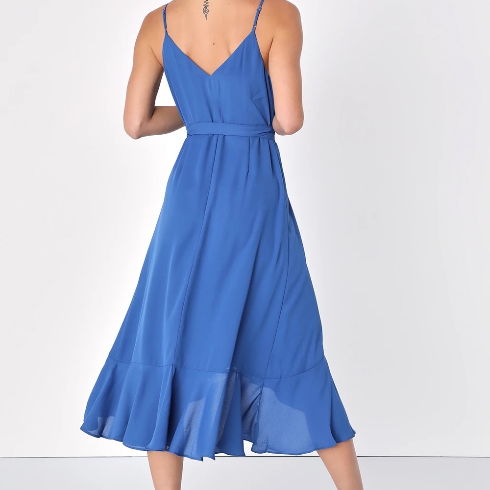 NWT LULU BLUE RUFFLE DRESS - Picture 2 of 3